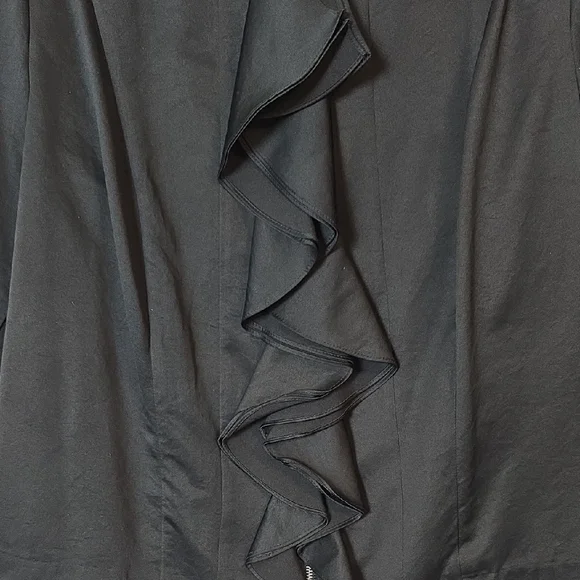 INC International Concepts Black Ruffle Zip Front Blouse Size 2X - Picture 4 of 11